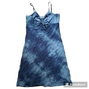 Vintage tie dye blue strappy y2k front tie dress xanaka 90s